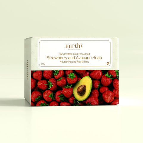 Handcrafted Cold-Pressed Strawberry and Avocado Soap - 100 gm